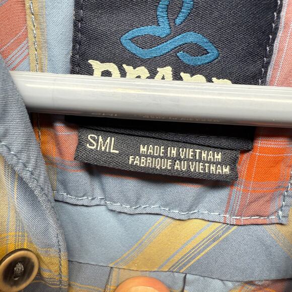 Prana Cayman Plaid Short Sleeve Button Up Performance Shirt Size S - Picture 9 of 11